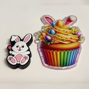 Flatback Easter Bunny Beads Crafts Badge Keychain Magnet Bag Cupcake